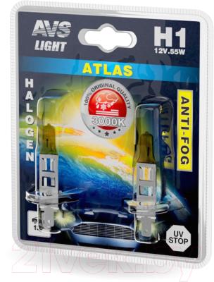 Комплект автомобильных ламп AVS Atlas Anti-Fog / A78618S (2шт, желтый)