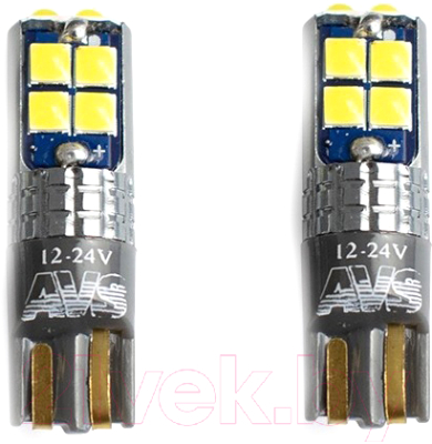 Комплект автомобильных ламп AVS T144 T10 / A40833S (2шт, белый)