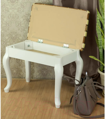 Банкетка Мебелик Ретро с ящиком (белый/полоса коричневый)
