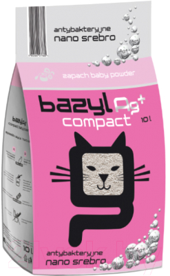 Наполнитель для туалета Bazyl Ag+ Compact Baby Powder (10л)