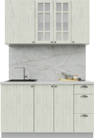 Кухонный гарнитур Интерлиния Берес 1.4А (дуб снежный/дуб снежный/серый каспий) - 