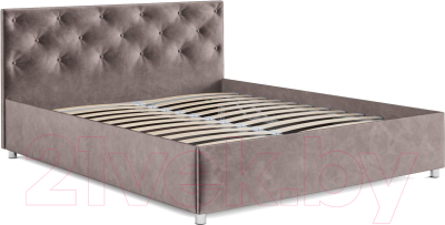 Двуспальная кровать Mebel-Ars Классик 160 (бархат серо-шоколадный/Star Velvet 60 Coffee)