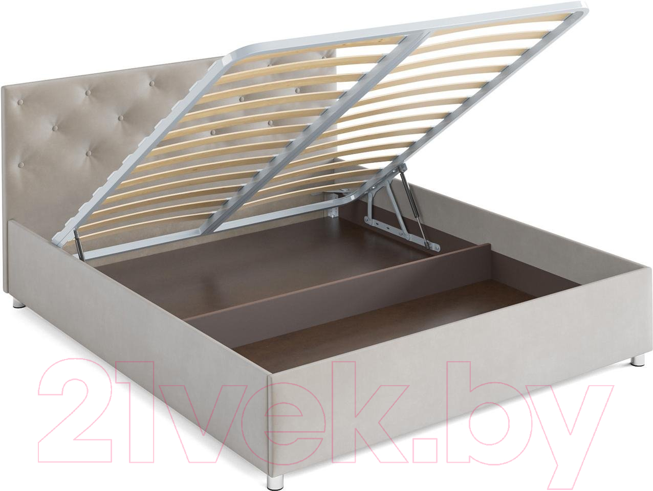 Полуторная кровать Mebel-Ars Классик 140 (бархат бежевый/Star Velvet 6 Beige) — фото 4