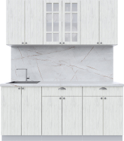 Кухонный гарнитур Интерлиния Берес 1.8А (дуб снежный/дуб снежный/серый каспий) - 