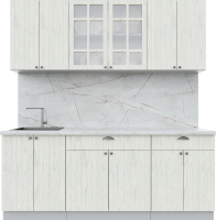 Кухонный гарнитур Интерлиния Берес 2.0А (дуб снежный/дуб снежный/серый каспий) - 