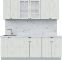 Кухонный гарнитур Интерлиния Берес 2.1А (дуб снежный/дуб снежный/серый каспий) - 