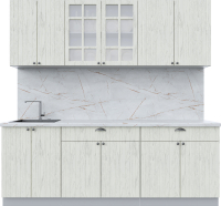 Кухонный гарнитур Интерлиния Берес 2.2А (дуб снежный/дуб снежный/серый каспий) - 