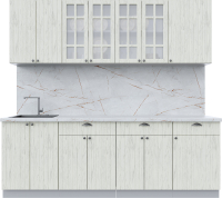 Кухонный гарнитур Интерлиния Берес 2.3А (дуб снежный/дуб снежный/серый каспий) - 