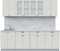 Кухонный гарнитур Интерлиния Берес 2.4А (дуб снежный/дуб снежный/серый каспий) - 