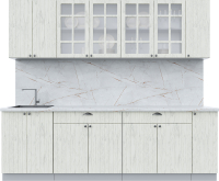 Кухонный гарнитур Интерлиния Берес 2.5А (дуб снежный/дуб снежный/серый каспий) - 