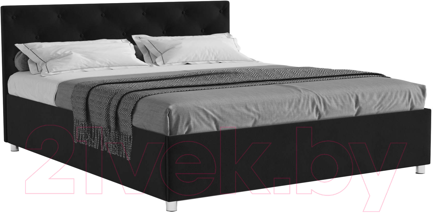 Полуторная кровать Mebel-Ars Классик 140 (велюр черный/НВ-178/17)