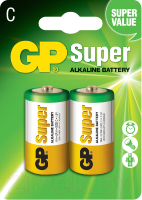 Комплект батареек GP Batteries Super Alkaline C / GP 14A-2CR2 (2шт)