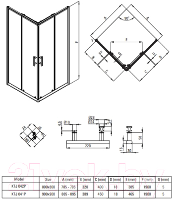 Душевой уголок Deante Jasmin Plus 90x90 / KTJ_041P