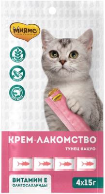 Лакомство для кошек Мнямс Крем-лакомство с тунцом Кацуо / 703805 (4x15г)