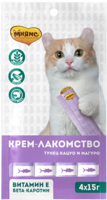 Лакомство для кошек Мнямс Крем-лакомство с тунцом Кацуо и Магуро / 703812 (4x15г)