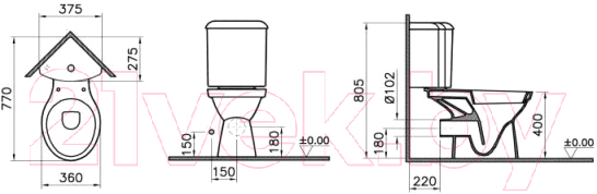 Унитаз напольный VitrA Wenkel / 9854B099-7200