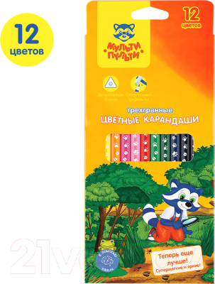 Изображение товара Набор цветных карандашей Мульти-пульти Енот-следопыт / CP_20537 (12цв)