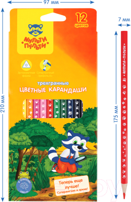Изображение товара Набор цветных карандашей Мульти-пульти Енот-следопыт / CP_20537 (12цв)