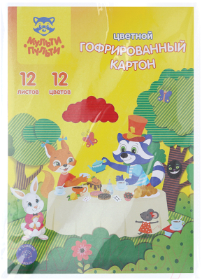 Изображение товара Набор цветного картона Мульти-пульти Енот в волшебном мире / КГ12А4_38720 (12цв)