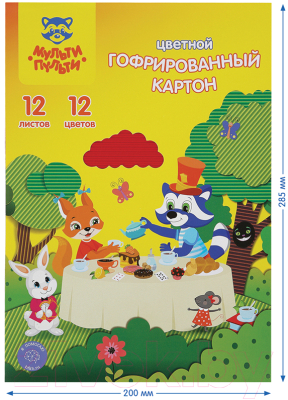 Изображение товара Набор цветного картона Мульти-пульти Енот в волшебном мире / КГ12А4_38720 (12цв)