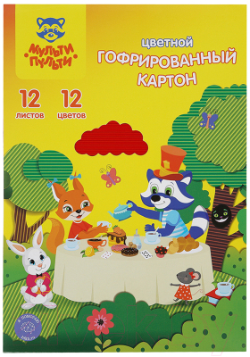 Изображение товара Набор цветного картона Мульти-пульти Енот в волшебном мире / КГ12А4_38720 (12цв)