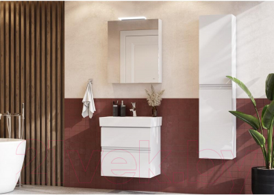 Шкаф с зеркалом для ванной Roca Oleta 60 / 7857645806 (белый глянцевый, левый)