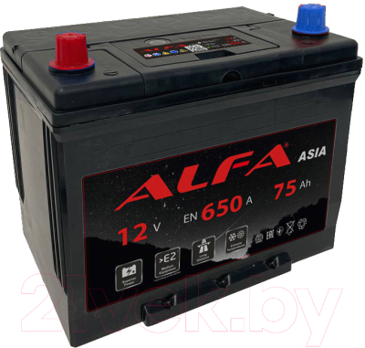 Автомобильный аккумулятор ALFA battery Asia JL 650A (75 А/ч)