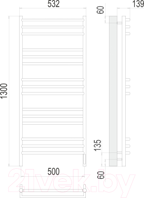 Полотенцесушитель электрический Terminus Прато П15 500x1300 (RAL 9005 матовый)