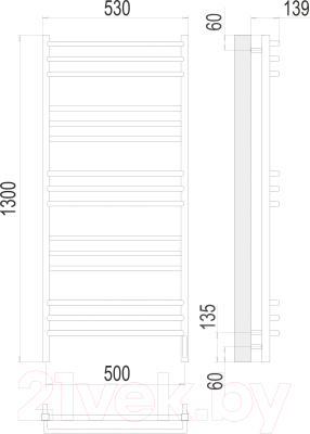 Полотенцесушитель электрический Terminus Соренто П15 500x1300 (RAL 9005 матовый)