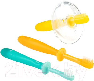 Набор зубных щеток для новорожденных Pigeon Training Toothbrush Set Step 123 4.5+ / 1021091 (3шт)