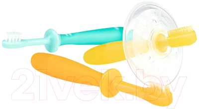 Набор зубных щеток для новорожденных Pigeon Training Toothbrush Set Step 123 4.5+ / 1021091 (3шт)