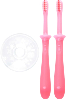 Набор зубных щеток для новорожденных Pigeon Training Toothbrush Set Step 4 18+ / 1021095 (2шт, розовый) - 