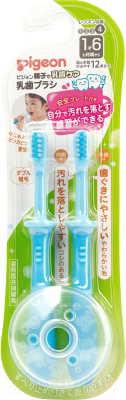 Набор зубных щеток для новорожденных Pigeon Training Toothbrush Set Step 4 18+ / 1021096 (2шт, голубой)