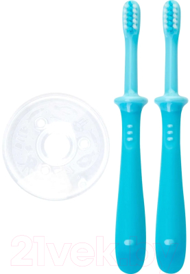 Набор зубных щеток для новорожденных Pigeon Training Toothbrush Set Step 4 18+ / 1021096 (2шт, голубой)