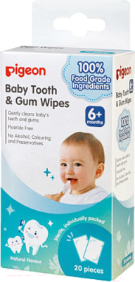 Набор салфеток для ухода за полостью рта Pigeon Baby Tooth & Gum Wipes без аромата 78290-1 (20шт)