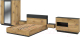 Миниатюра изображения товара Комплект мебели для спальни Интерлиния Quartz-14 с ПМ (дуб нокс/черный)