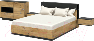 Комплект мебели для спальни Интерлиния Quartz-15 (дуб нокс/черный)