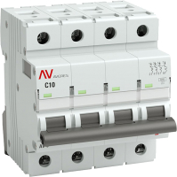 

Выключатель автоматический, Averes AV-6 4P 10A (C) 6kA / mcb6-4-10C-av