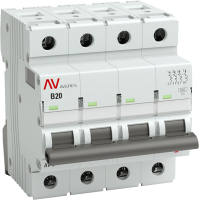 

Выключатель автоматический EKF, Averes AV-6 4P 20A (B) 6kA / mcb6-4-20B-av