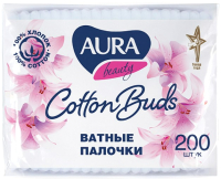 Ватные палочки Aura Beauty пакет (200шт) - 