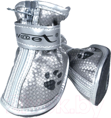 Ботинки для собак Triol YXS082-1 / 12241064 (серебристый с лапками)