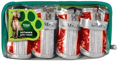 Ботинки для собак Triol YXS087-1 / 12241082 (красный с лапками)