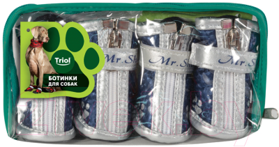 Ботинки для собак Triol YXS089-1 / 12241086 (синий с лапками)