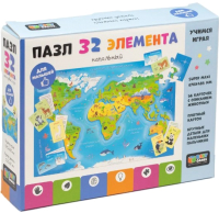 

Развивающая игра, Пазл напольный Карта мира с обучающими карточками / 06748