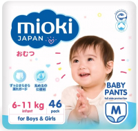 Подгузники-трусики детские Mioki M 6-11кг (46шт) - 