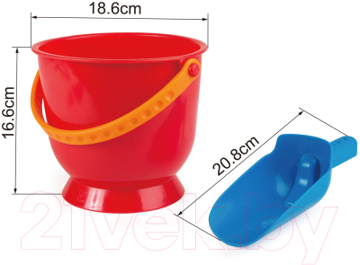 Набор игрушек для песочницы Hape Ведерко, совок / E4080_HP (красный/синий)