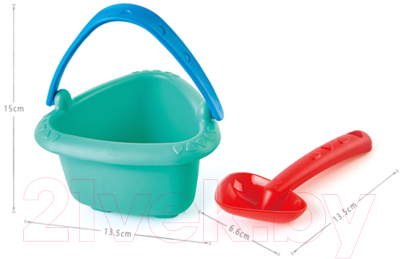 Набор игрушек для песочницы Hape Ведерко, совок / E4089_HP (синий/красный)