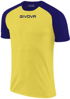 Футболка игровая футбольная Givova Capo Shirt Mc / MAC03 (2XS, желтый/темно-синий) - 