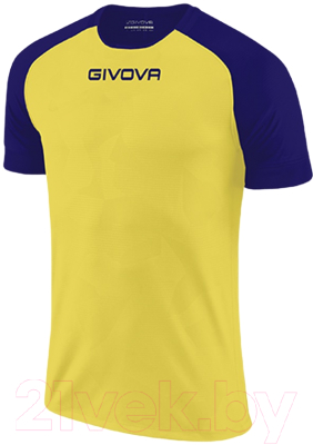 Футболка игровая футбольная Givova Capo Shirt Mc / MAC03 (XS, желтый/темно-синий)