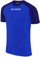 Футболка игровая футбольная Givova Capo Shirt Mc / MAC03 (2XS, синий/темно-синий) - 